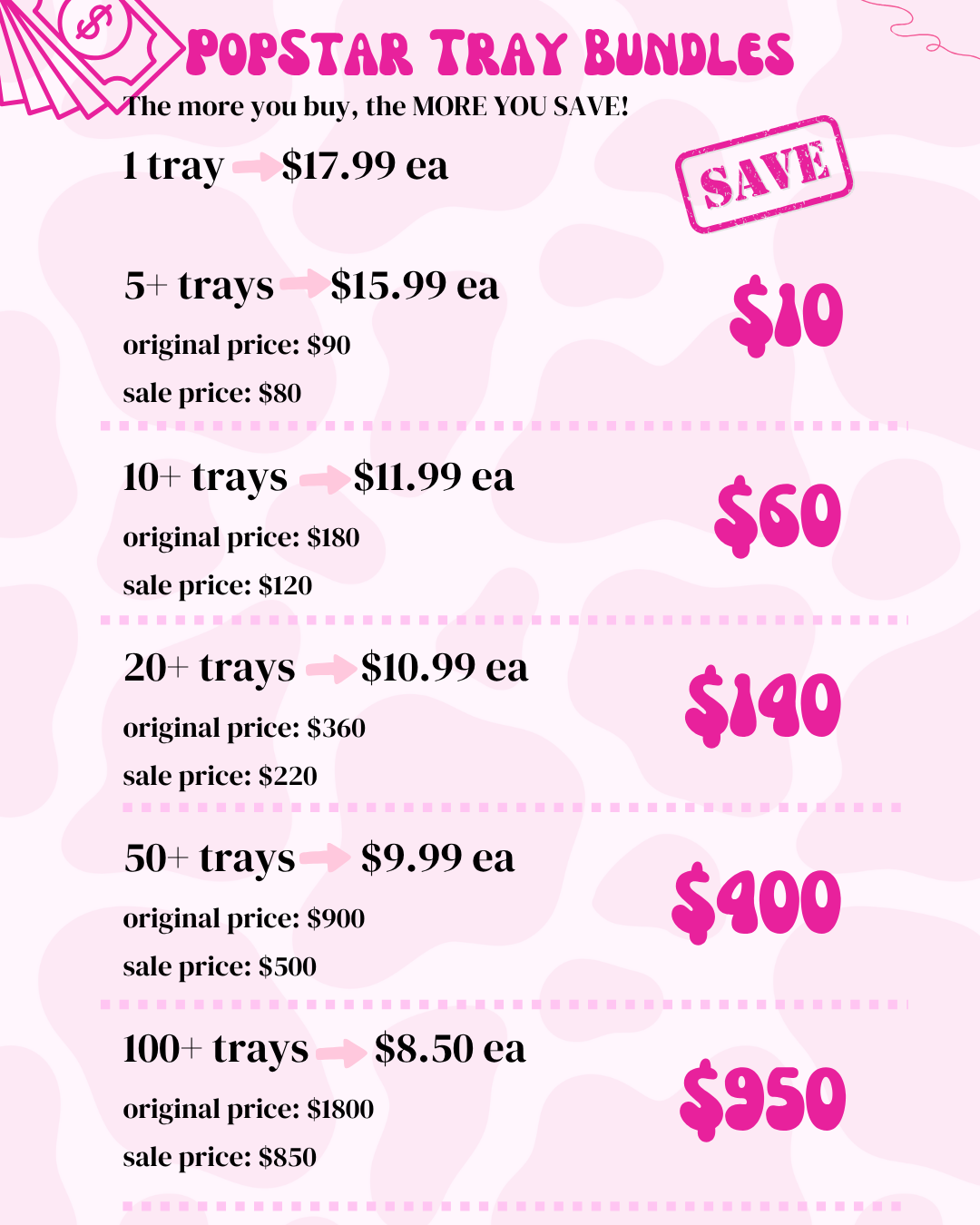 PopStar Trays: Single Lengths